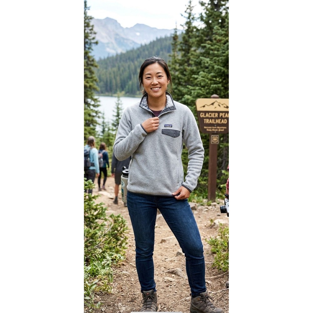 Patagonia Better Sweater Womens Medium Gray 1/4 Snap Fleece Pullover STY26010